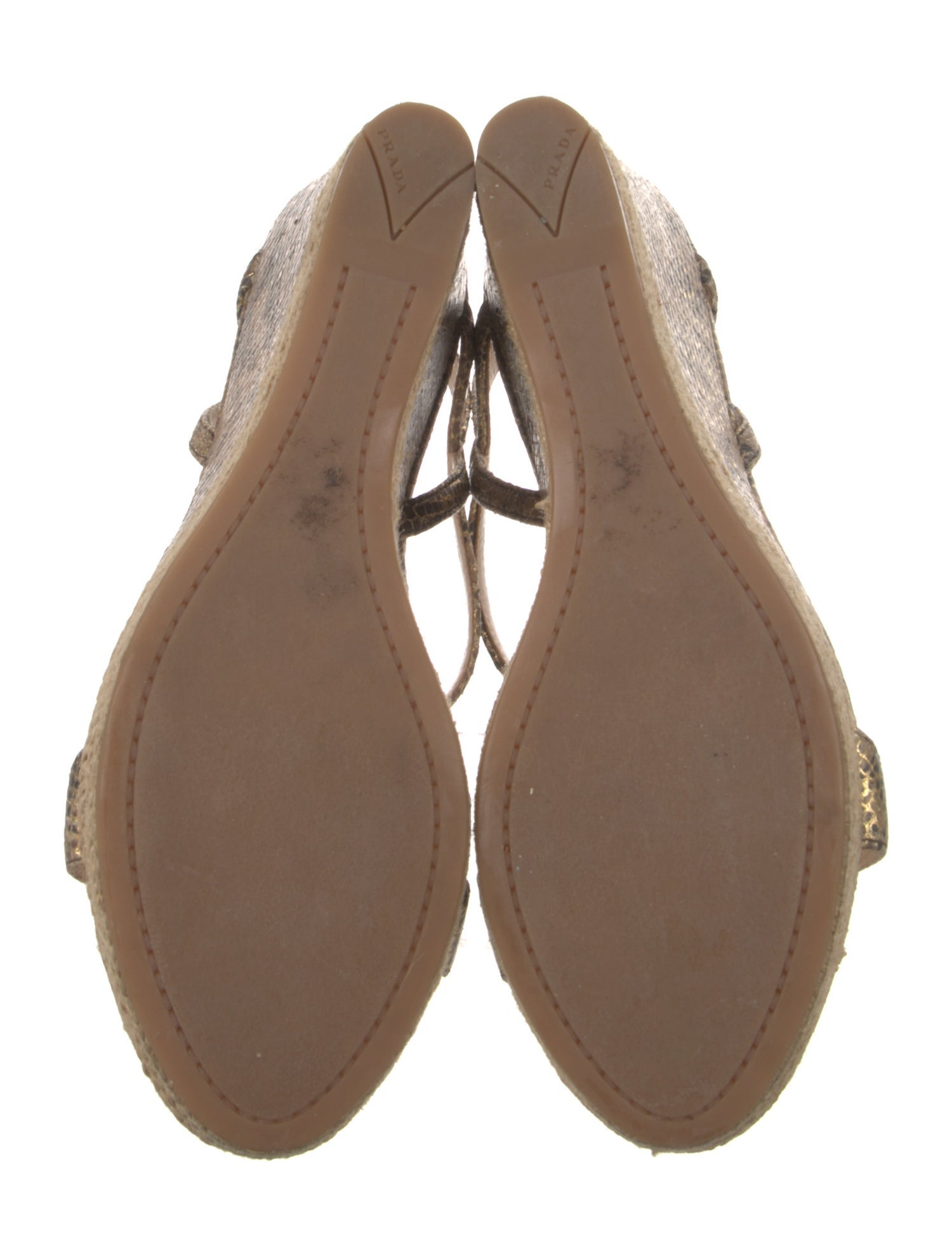 Prada Sport Leather Glitter Accents T-Strap Sandals